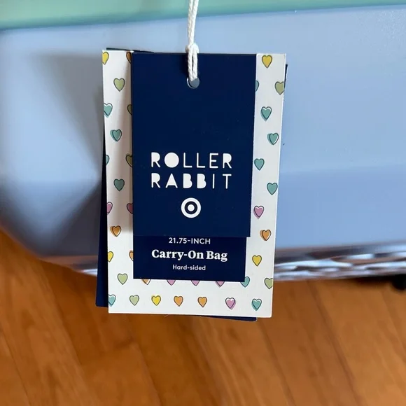 NWT Roller Rabbit x Target Blue Embossed Hearts Spinner Carryon Suitcase.🩵🩵🩵 - Picture 7 of 7